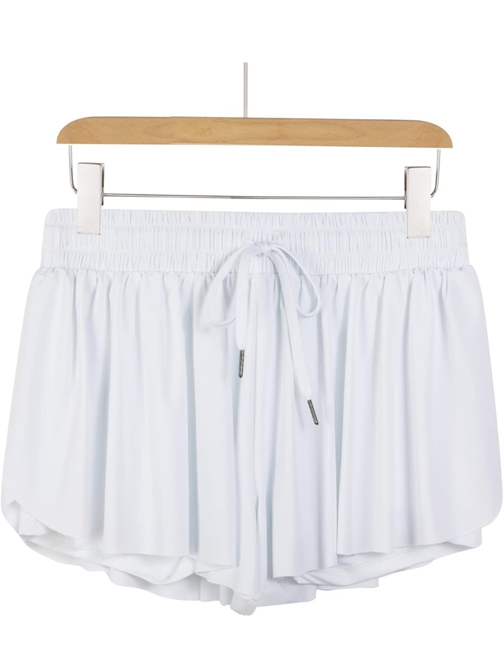 Flowy Lightweight White Women’s Drawstring Shorts with pockets